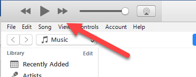 iTunes playing music controls